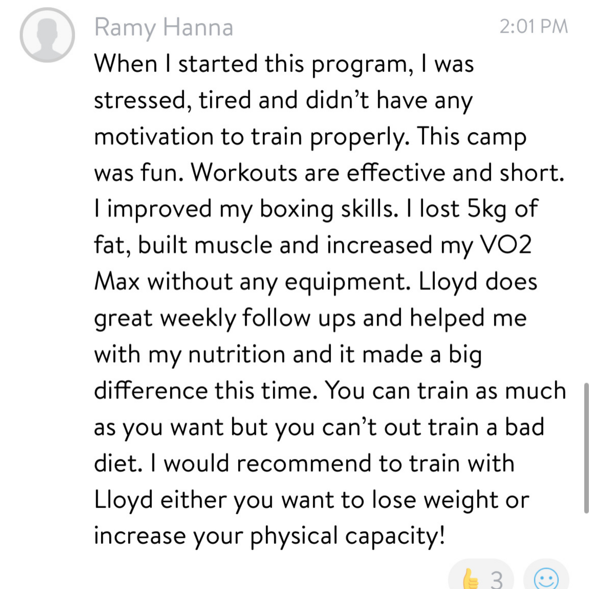 Client testimonial