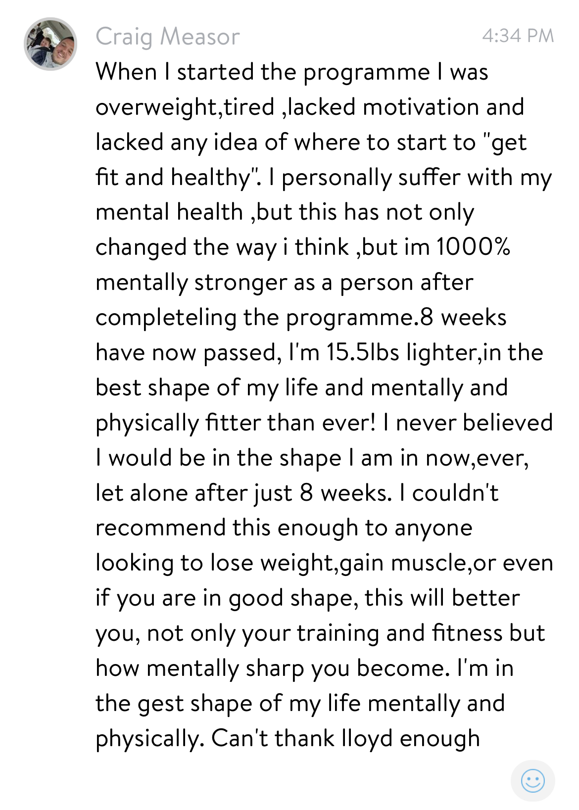 Client testimonial